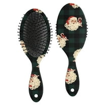 Green and Black Christmas Plaid Santa Pattern Hair Brush,Girls Detangling Hair Brush,Glide Through Tangles with Ease for Wet & Dry Hair,8.8"X2.8"
