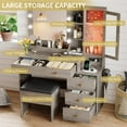 thumbnail image 4 of FANRAL Vanity Set with Mirror and Lights,Makeup Vanity Desk with Drawers & Chair & Jewelry Storage Cabinet,Grey Vanity, 4 of 8