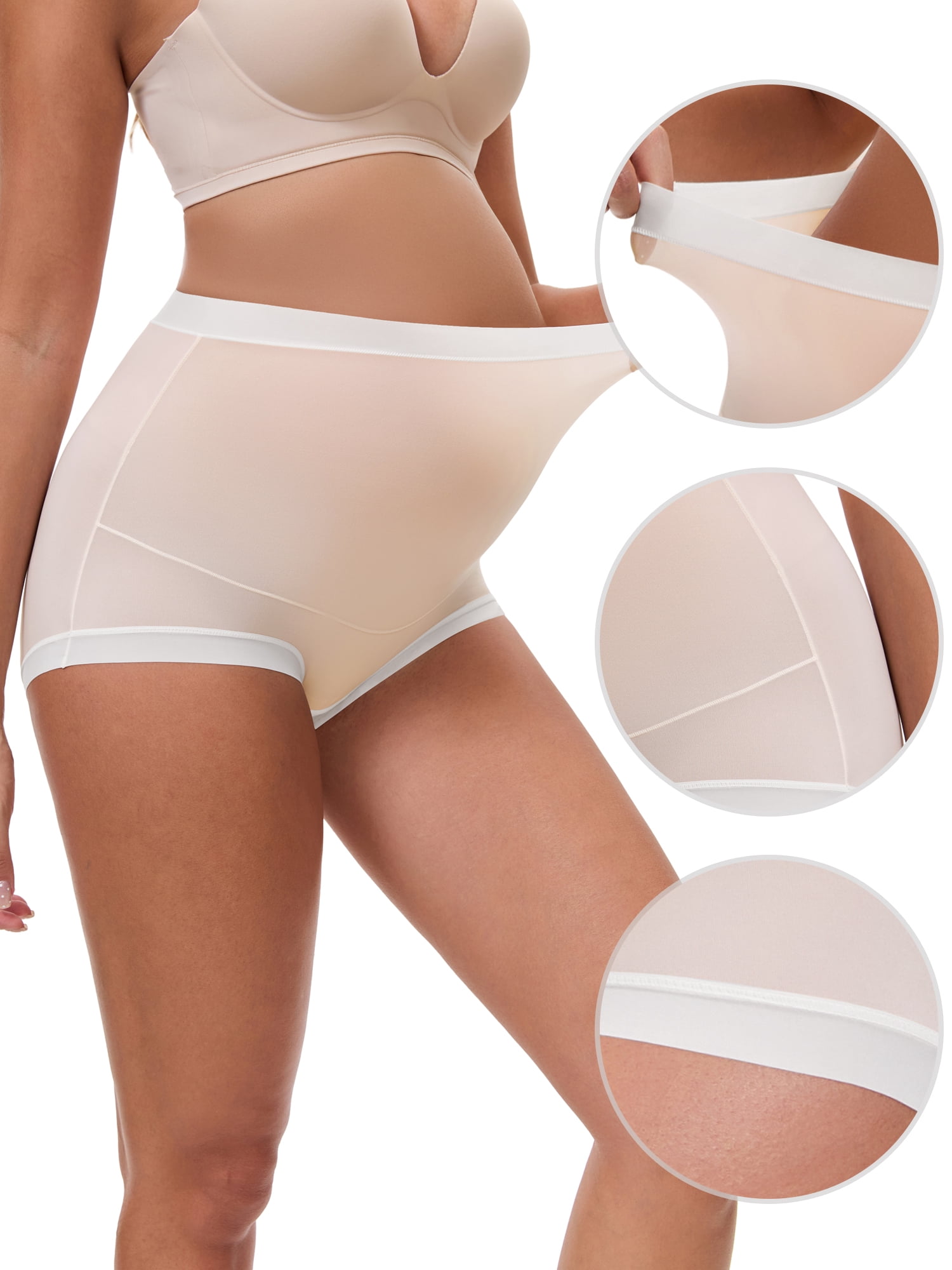 DARING DIVA Women's Plus Full Coverage High Waisted Ice Silk Underwear XL Light Pink