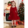 thumbnail image 2 of SILVERCELL 1-9T Toddler Girls Christmas Velvet Twirl Dresses + Headband, Little Girl Casual Long Sleeve Swing A-Line Skater Party Dress, 1-9 Years, Red, 2 of 8