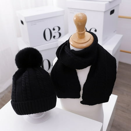 

Newborn Infant Baby Boys Girls Warm Knit Crochet Pompon Hat Beanie Cap+Scarf