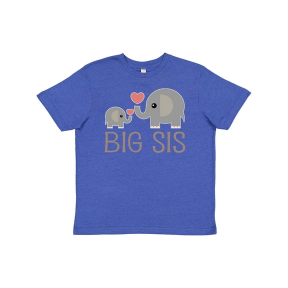 Inktastic Big Sis Elephant Youth T-Shirt
