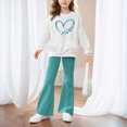 thumbnail image 2 of TOWED22 Girls Clothes Ruffle Long Sleeve Top and Floral Flared Pants Set 2 Piece Fall Winter Outfit,White,5-6 Y, 2 of 5