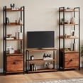 thumbnail image 7 of CONCETTA 5 Tier Bookshelf with Drawer, Tall Narrow Bookcase with Shelves, Wood and Metal Storage Organizer for Bedroom, Living Room, Rustic Brown, 7 of 7