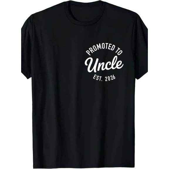 Promoted to Uncle Est 2026 Men's Short Sleeve T-Shirt Retro New Uncle Announcement Graphic Tee Comfortable Cotton Apparel Gift for Future Uncles