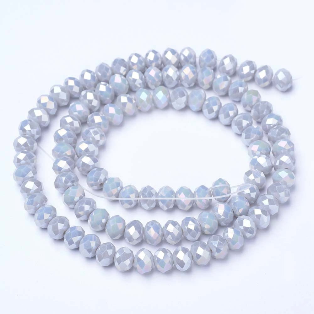 10Strand Electroplate Glass Beads Strands Opaque Solid Color AB Color Plated Faceted Rondelle Gainsboro 10x8mm Hole: 1mm about 63~65pcs/strand 19.2~20 inch(48~50cm)