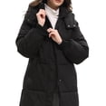 thumbnail image 5 of Long Puffer Jacket for Women, Thickened Winter Coat Hooded with Deep Pockets, Ladies Warm Winter Jacket Classic Black XL, 5 of 8