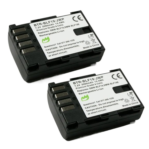 Replacement for Panasonic Lumix DC-GH5 Battery (2-Pack, 2000mAh)