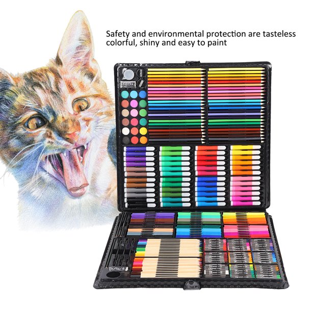 Kid Art Set Water Color Pen Crayon Coloured Pencil Powder Paint