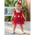 thumbnail image 4 of Lairauiy Baby Girls Independence Day Romper Dress 3 6 9 12 18 Months Flying Sleeve Star Embroidery Mesh Bodysuit with Headband for 4th of July, 4 of 9
