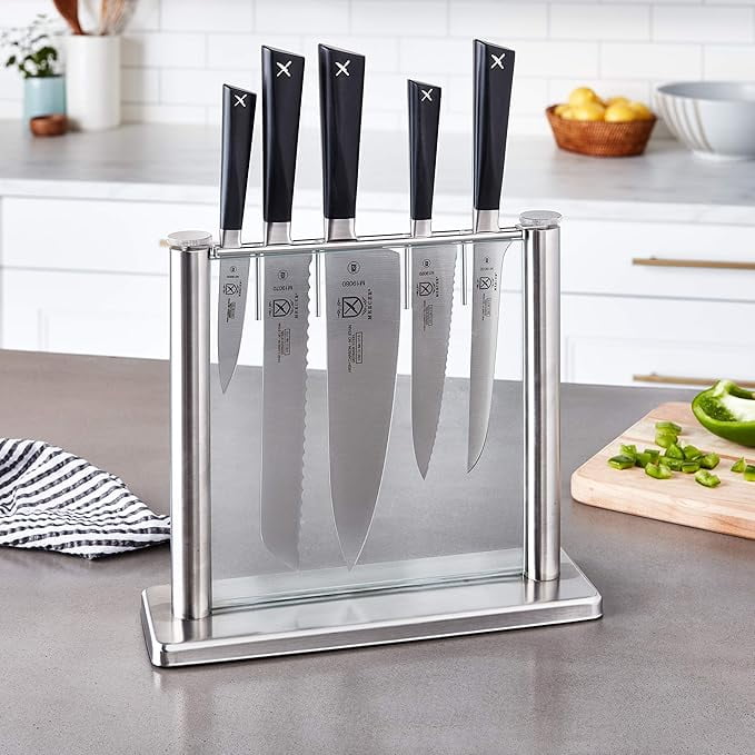 Mercer Culinary M19100 Zum 6 Piece Forged Block Set, Stainless Steel/Glass