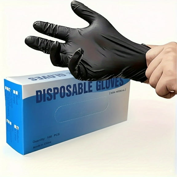 Durable Disposable Nitrile Gloves-200 Count Large  Black disposable gloves Powder-Free