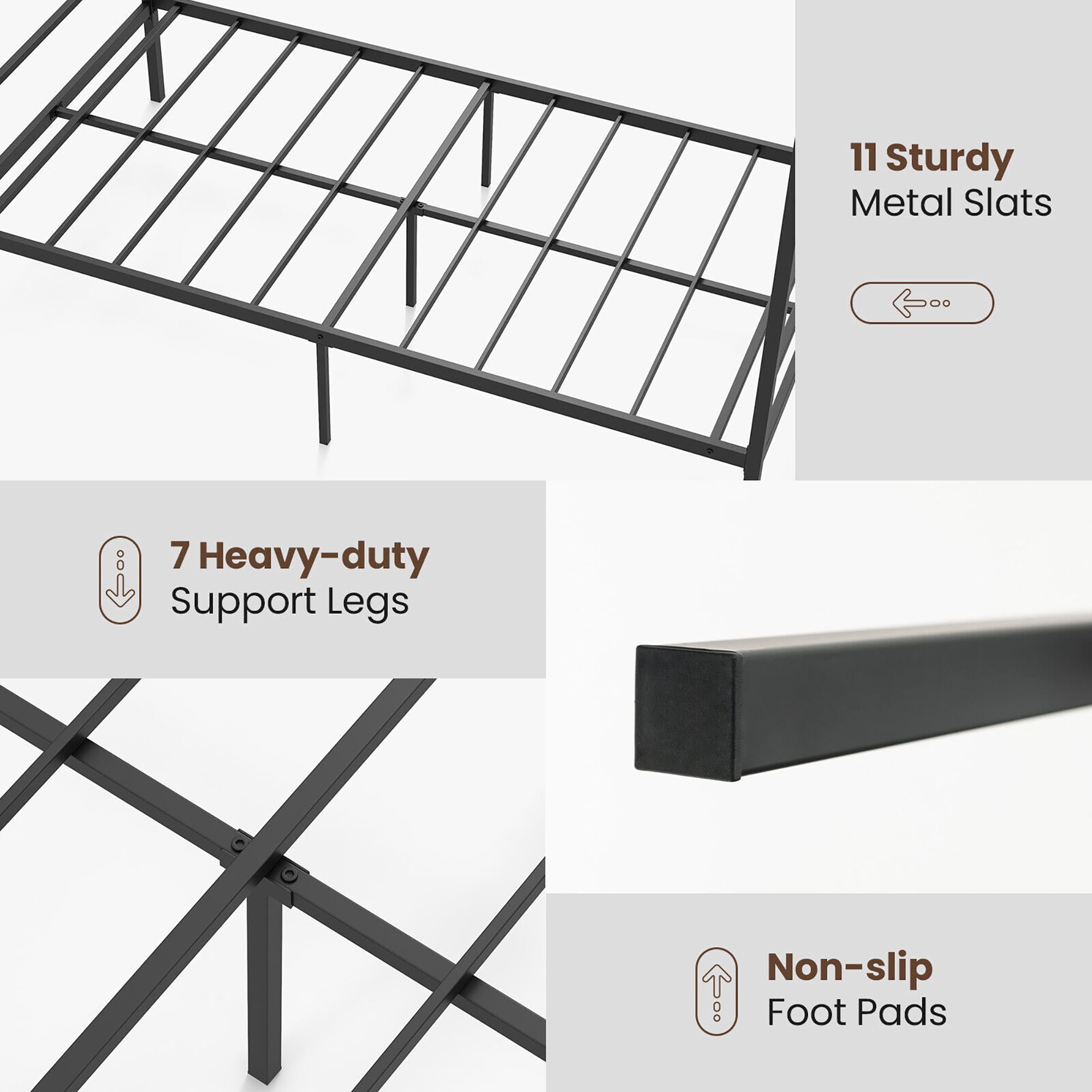 Gymax Twin Metal Canopy Platform Bed Frame Mattress Foundation w/ Slat Support