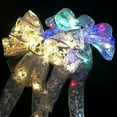 thumbnail image 3 of Baumaty Christmas LED Tree Top Topper Ribbon Bow Light Up Bow Xmas Hanging Decoration Silver Warm White Light, 3 of 18