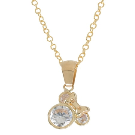 - Mickey Mouse 10kt Yellow Gold Crystal Pendant, 18