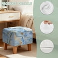 thumbnail image 7 of Jiueut Blue White Golden Marble Print Ottoman Slipcover, Breathable Footrest Sofa Slipcovers Soft Washable Covers for Footstool with Stretch Bottom, 7 of 7