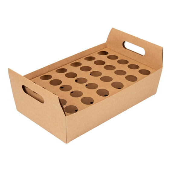Cone Tek Kraft Paper Cone Holder - with Handles, 30 slots - 14 1/4" x 8 1/4" x 6" - 2 count box