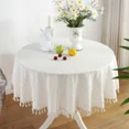thumbnail image 4 of Mantel redondo de algodón con borlas, cubierta de mesa Circular Floret a prueba de polvo para cocina, comedor, decoración de mesa, 4 of 5