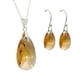 thumbnail image 1 of Juego de aretes y cadena ZVEZDA con dije en forma de hoja plata mexicana ley .925 Topacio, 1 of 4