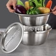 thumbnail image 5 of CHENGSI for 3-in-1 Stainless Steel Mixing Bowls Set with Grater, Whisking Basin, Salad Drain Basket, Food Prep Containers for Kitchen, 26x26x10cm, Silver 2pcs Set, 5 of 6