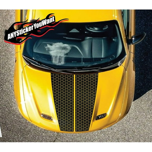 Split Style Honeycomb Hood Stripe Kit Vinyl Decal Compatible with and Fits Dodge Hornet 2023 