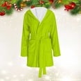 thumbnail image 2 of Long Sleeve Cotton Robes for Women Fleece Women's Nightgowns & Sleepshirts Oversize Cute Women's Sleepwear House Womens Robe Green, 2 of 9