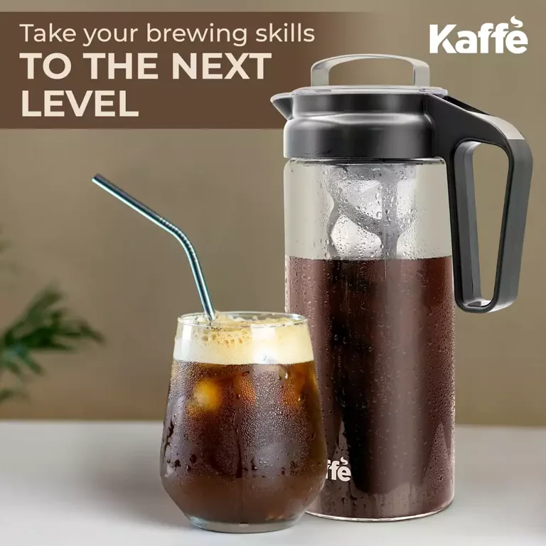 Kaffe Cold Brew Coffee Maker, 1.3L cold brew pitcher, Cold brew coffee and  Tea Brewer, Easy to clean Mesh filter, iced coffee accessory, Tritan Glass