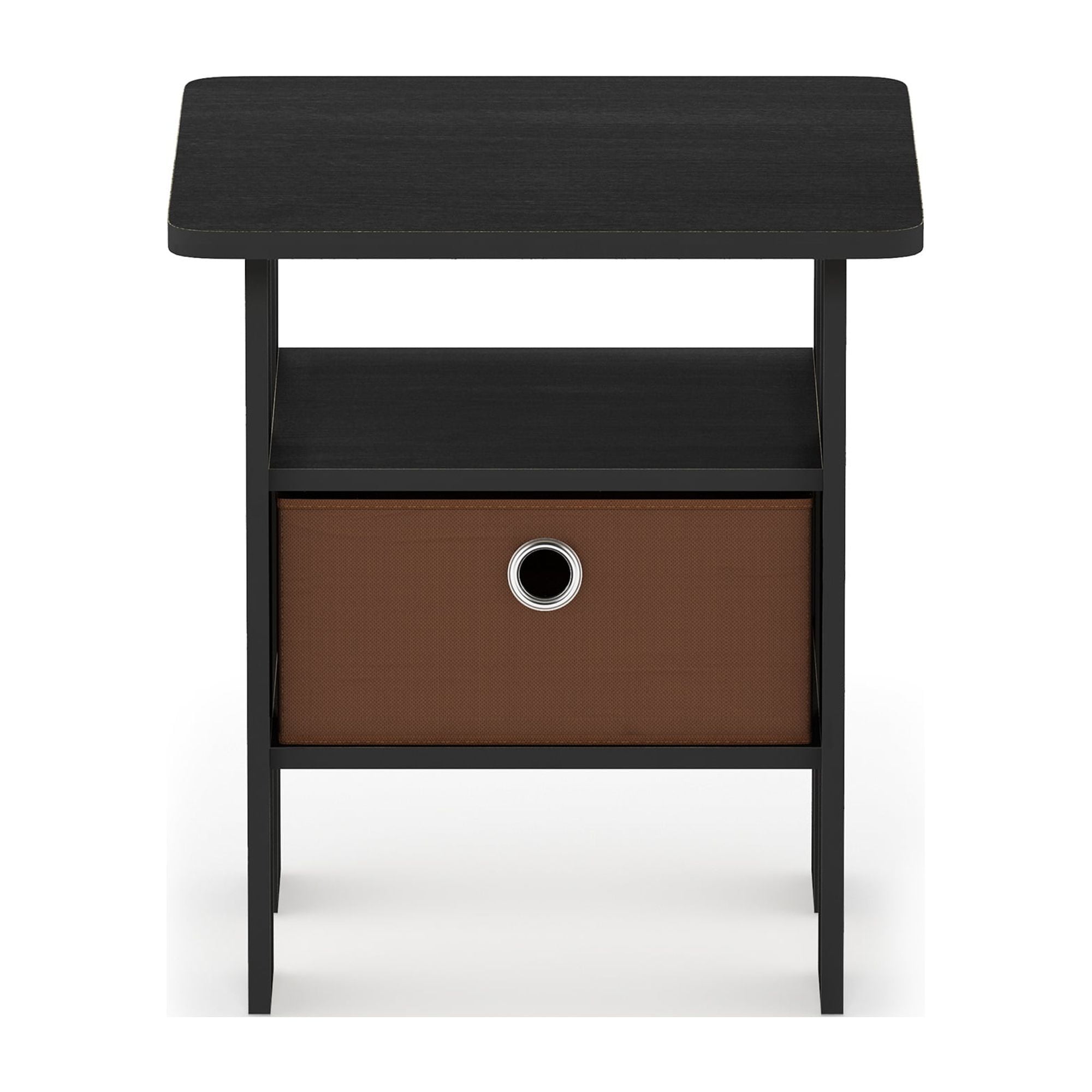 Furinno Andrey End Table with Bin Drawer, Americano/Medium Brown
