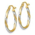 thumbnail image 2 of Real 14kt & Rhodium Satin Diamond Cut Twisted Hoop Earrings; for Adults and Teens; for Women and Men, 2 of 4