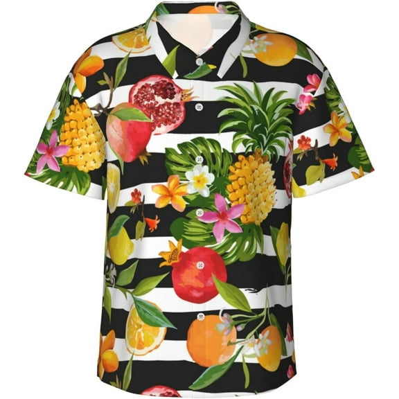 Dot Red and Black Mens Hawaiian Shirt Short Sleeve Casual Button Up Tropical Summer Beach Shirt