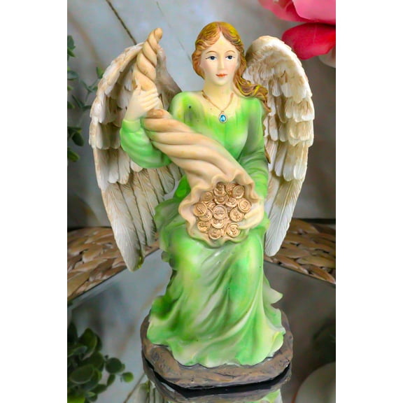 Colorful Sitting Roman Angel Of Abundance Prosperity Positive Energy Statue 7"H