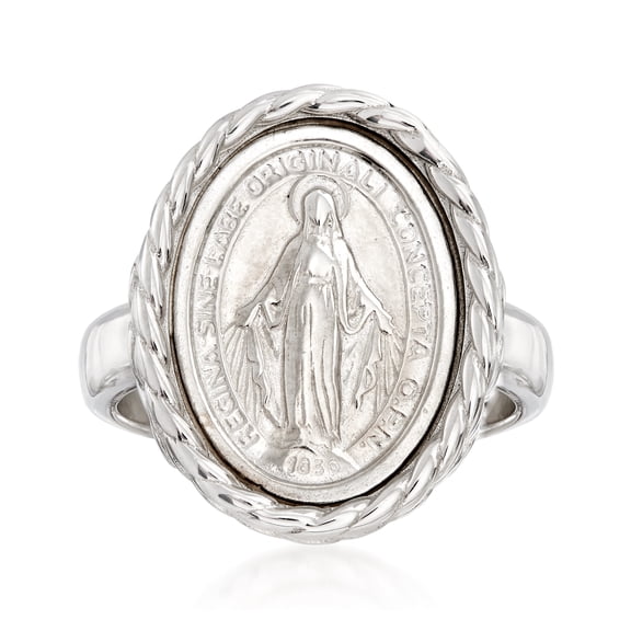 Ross-Simons Italian Sterling Silver Miraculous Medal Oval Ring, Women's, Adult