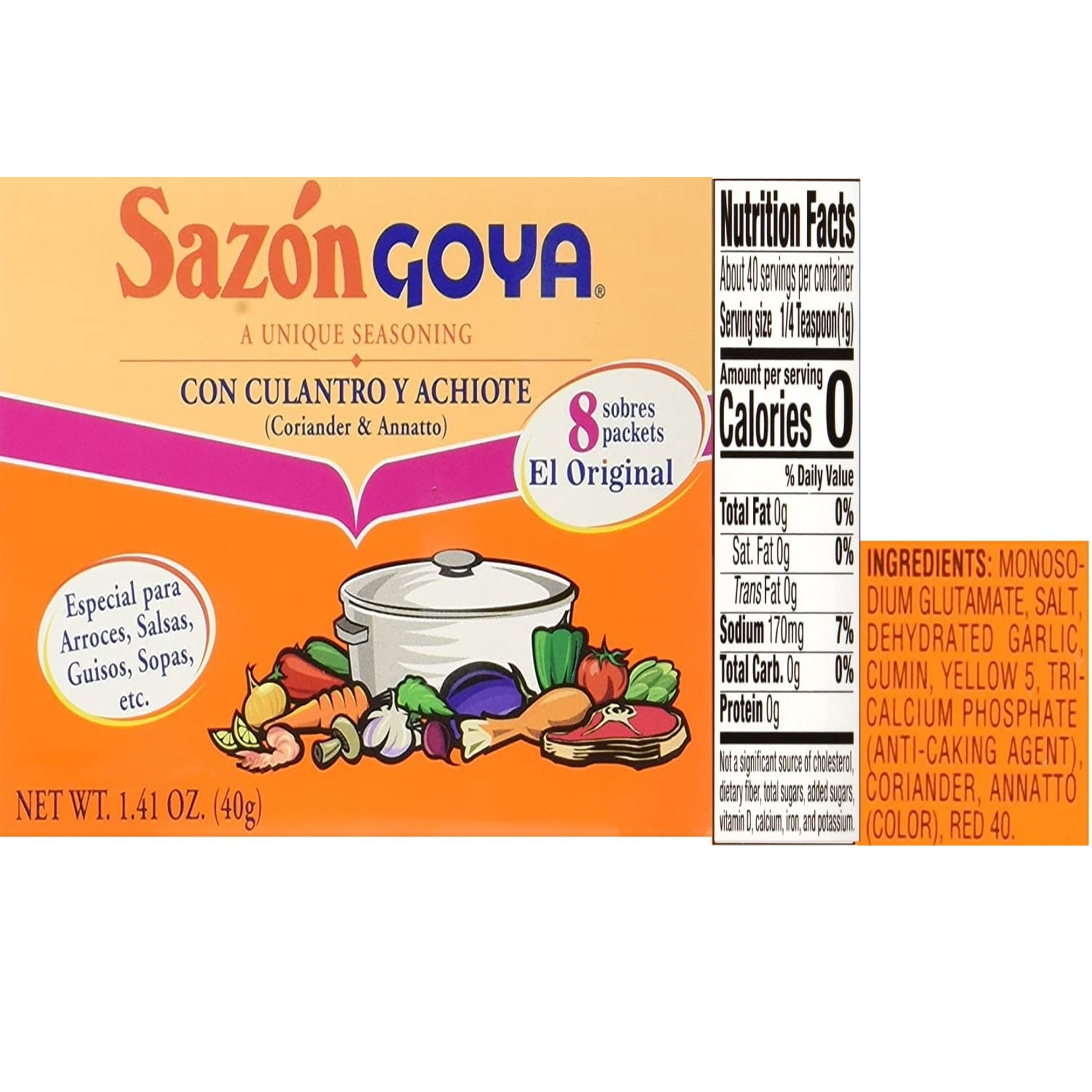 Goya Sazon Goya Clntro/Achte Jumbo Seasoning, 6.33-Ounce Unit - 36 Packets - (Pack of 1)