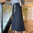 thumbnail image 2 of qolati Maxi Skirts for Women Fall Winter Elastic High Waist Drawstrings Long Skirts Casual Loose A Line Loungwear Pencil Skirts, 2 of 6