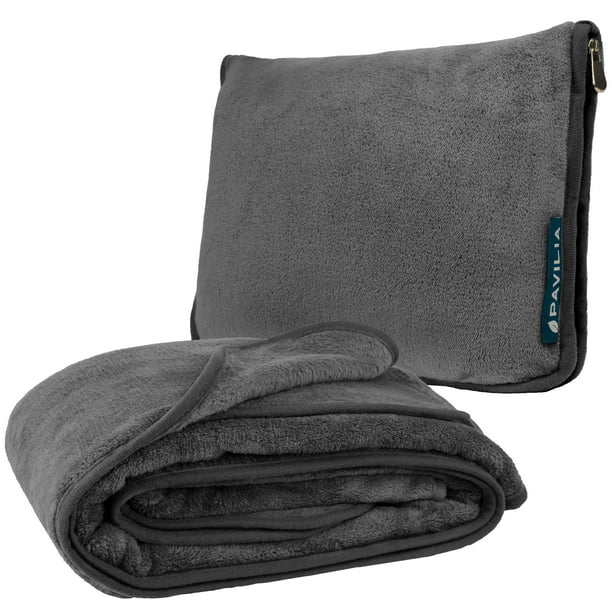 PAVILIA Travel Blanket and Pillow Warm Soft Fleece 2IN1 Combo