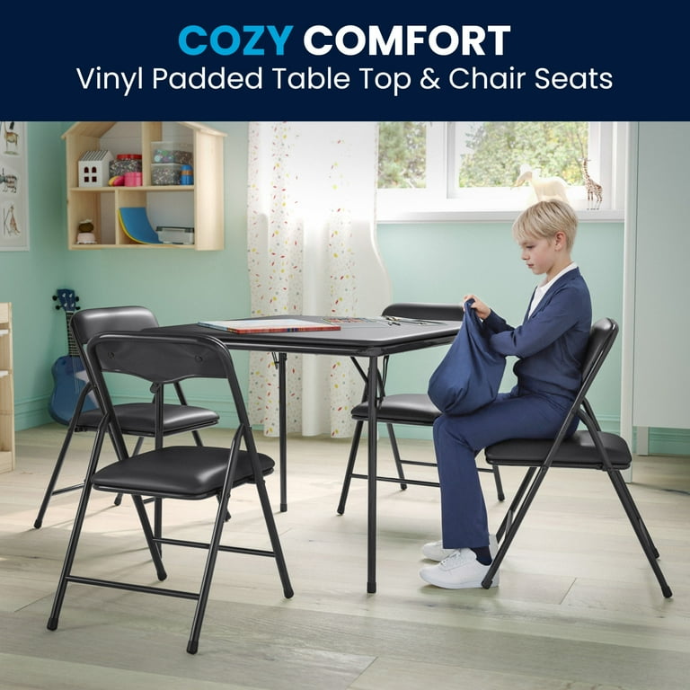 Mindy Kids 5 Piece Folding Square Activity and Play Table for Youth Children Black Walmart