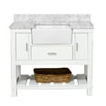 Charlotte 42" Farmhouse Bathroom Vanity with White Cabinet and Carrara ...