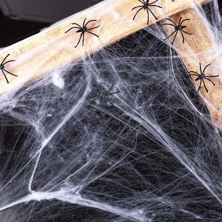 The Holiday Aisle® 1000 sqft Fake Spider Web w/20 Fake Spiders Halloween  Outdoor Garden House Decor