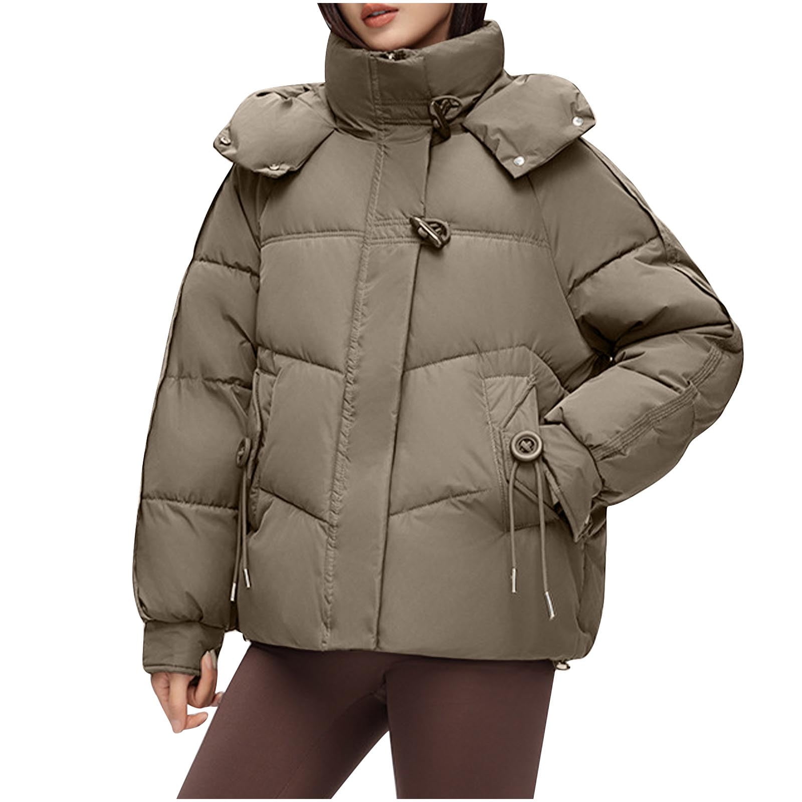 UPPADA Women's Winter Warm Puffer Jacket Stand Collar Baggy Zip Up