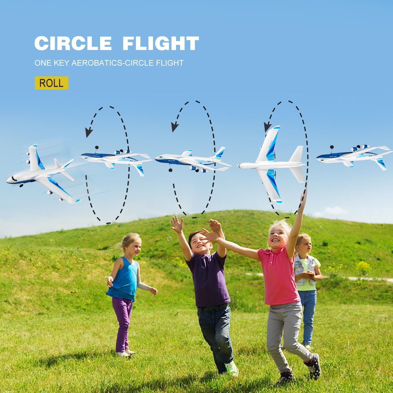 4DRC Remote Control Airplane for Kids Boys Adults, G2 Remote Control Plane Jet for Beginners Adult, Ready to Fly Airplane with One Key Aerobatic LED Light, RC Plane for Kids, 2 Battery