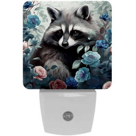 

Raccoon LED Square Night Lights for a Bright and Stylish Ambiance - Ideal for Bedrooms and Hallways - Energy Efficient Plugin Lamps with Auto Sensor