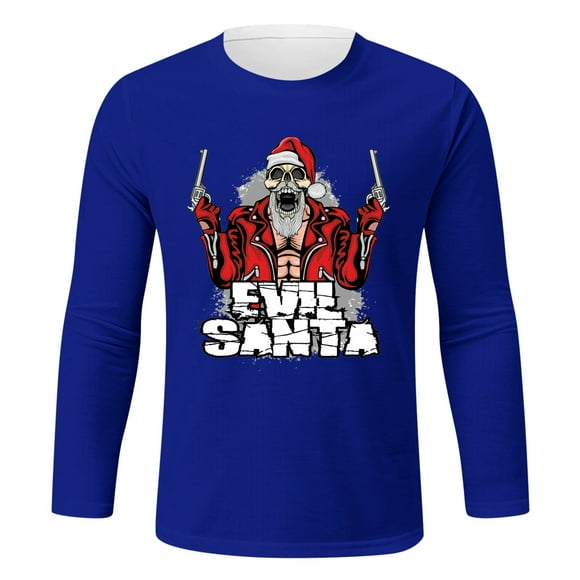PMUYBHF Mens Workout Shirts Tall Men's Christmas Long Sleeve T Shirt Santa Home Casual Sports T Shirt Red Dress Shirt Men Men's Shirts Tall and Big
