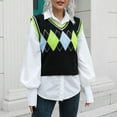 thumbnail image 7 of Womens Fall Fashion 2022! QLEICOM Sweaters for Women, Women‘s V-neck Multicolor Knitted Sweater Casual Fashion Sleeveless Vest Jacket Coat Tops On Clearance, 7 of 7