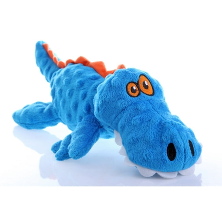 goDog Gators with Chew Guard Technology Durable Plush Squeaker Dog Toy,  Blue, Large 