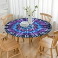 thumbnail image 3 of Colorful Tie Dye Pattern Round Fitted Tablecloth with Elastic Edge,Dining Table Cover Waterproof,Outdoor Round Tablecloth for Camping,Dining,Indoor and Outdoor, 3 of 7