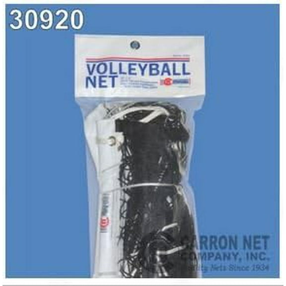 Carron Polyethylene Volleyball Net, 32' X 3', 2mm polyethylene, 1/4" Steel Cable top, Tie Cords for Bottom