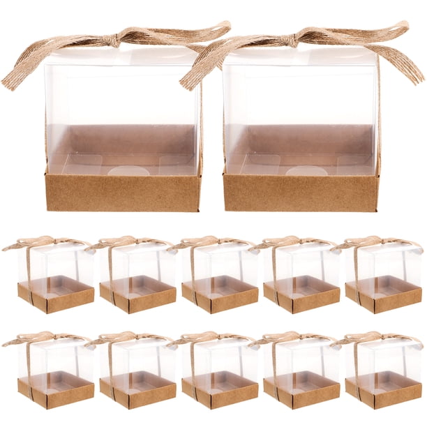 KAKOWELY 12 cajas pequeñas para dulces, regalos de boda, embalaje para tartas con cinta y base.