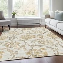 Addison Rugs Chantille Indoor/Outdoor Traditional Floral Ivory Washable Rectangle Rug, 8' x 10'