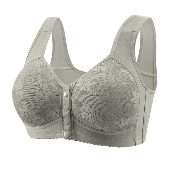 Women's Daisy Bras Fashion Front Underwear for Elderly People Skin Friendly Bra, Gray 36-50