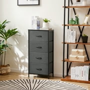 MCQ 4-Drawer Fabric Storage Nightstand – Multi-Functional End Table for Bedroom, Closet, or Dorm Use, Gray